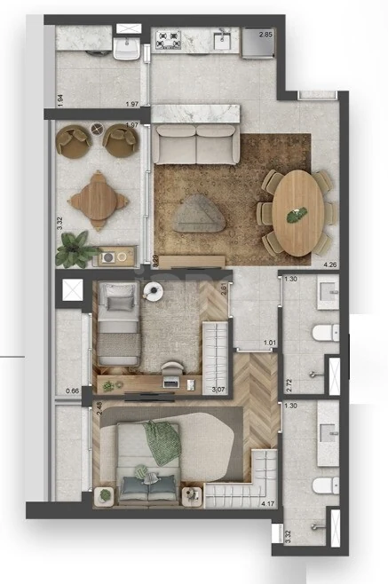 Planta — Apartamento 75,27 m²