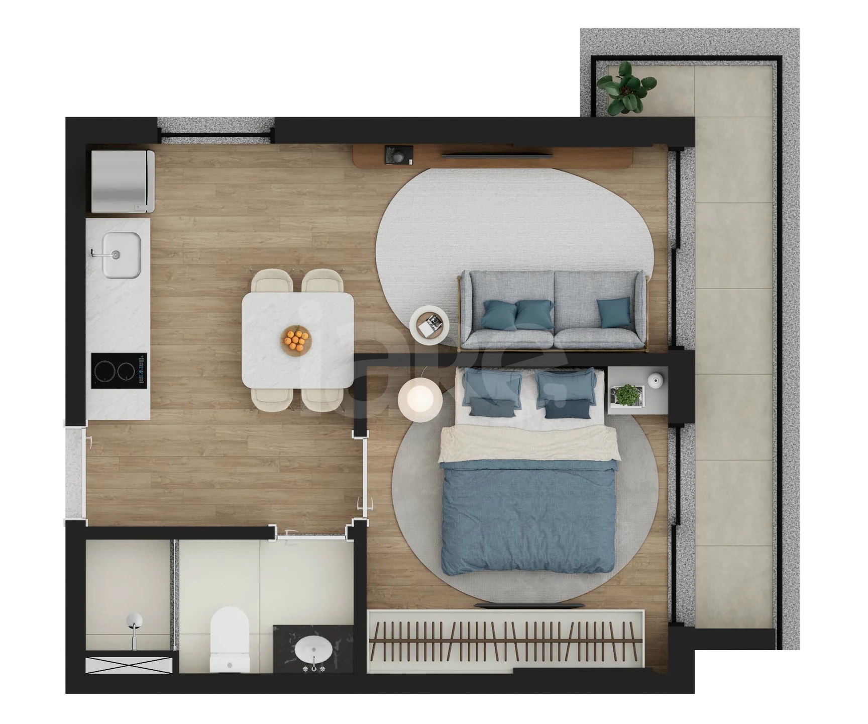 Planta — Apartamento 36,4 m²