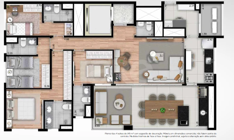 Planta — Apartamento 146,46 m²