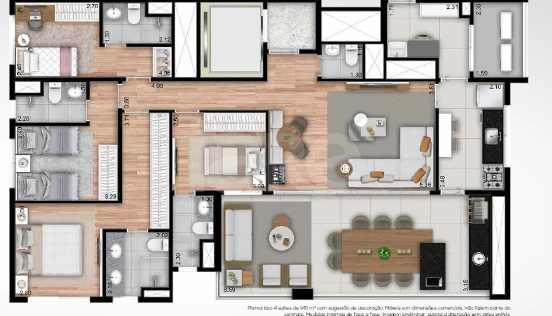Planta — Apartamento 146,46 m²