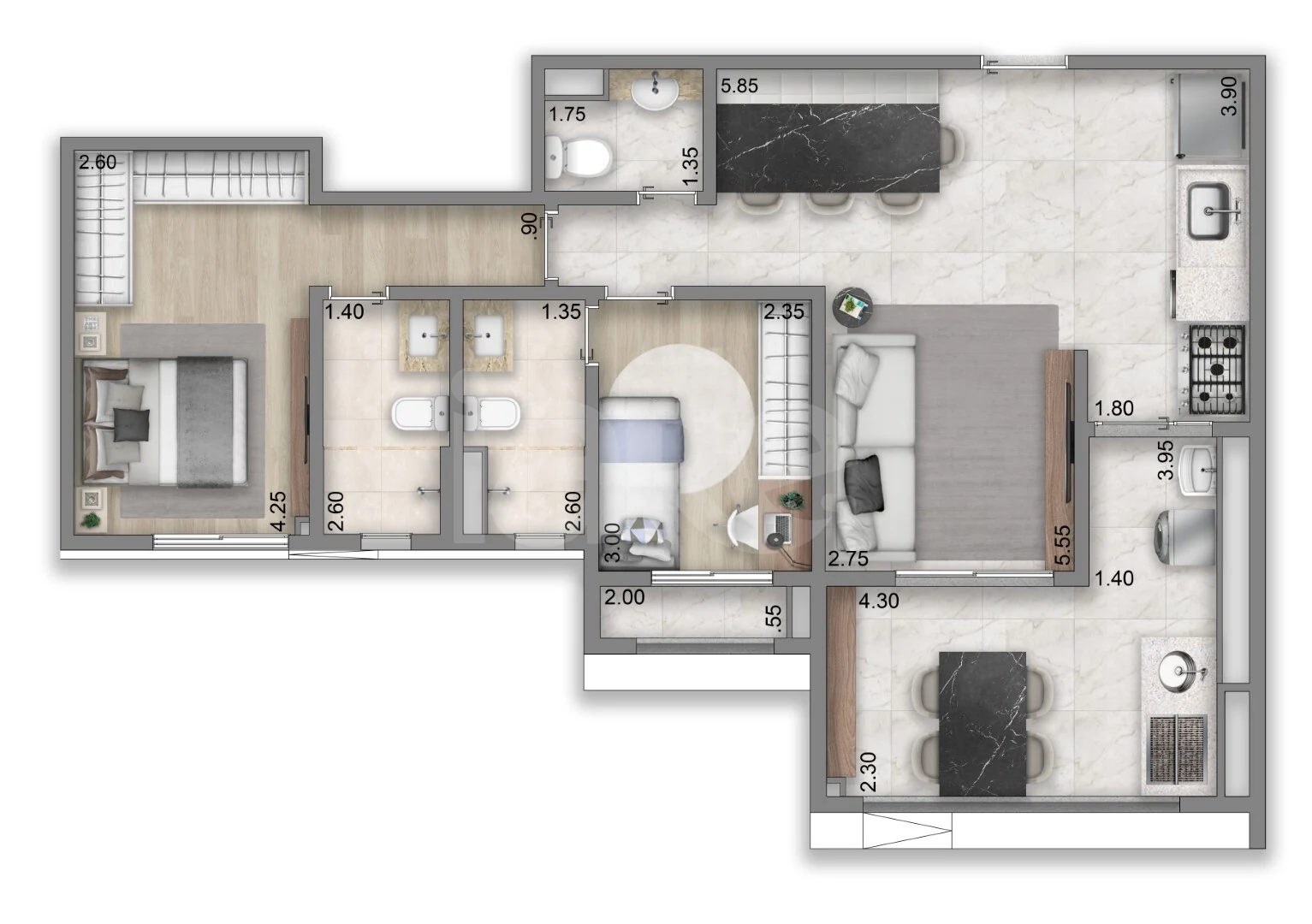 Planta — Apartamento 82 m²