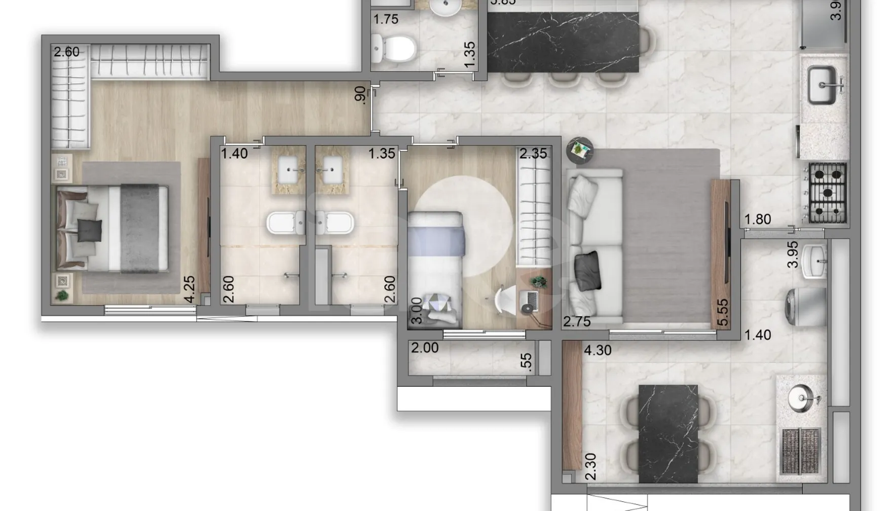 Planta — Apartamento 82 m²