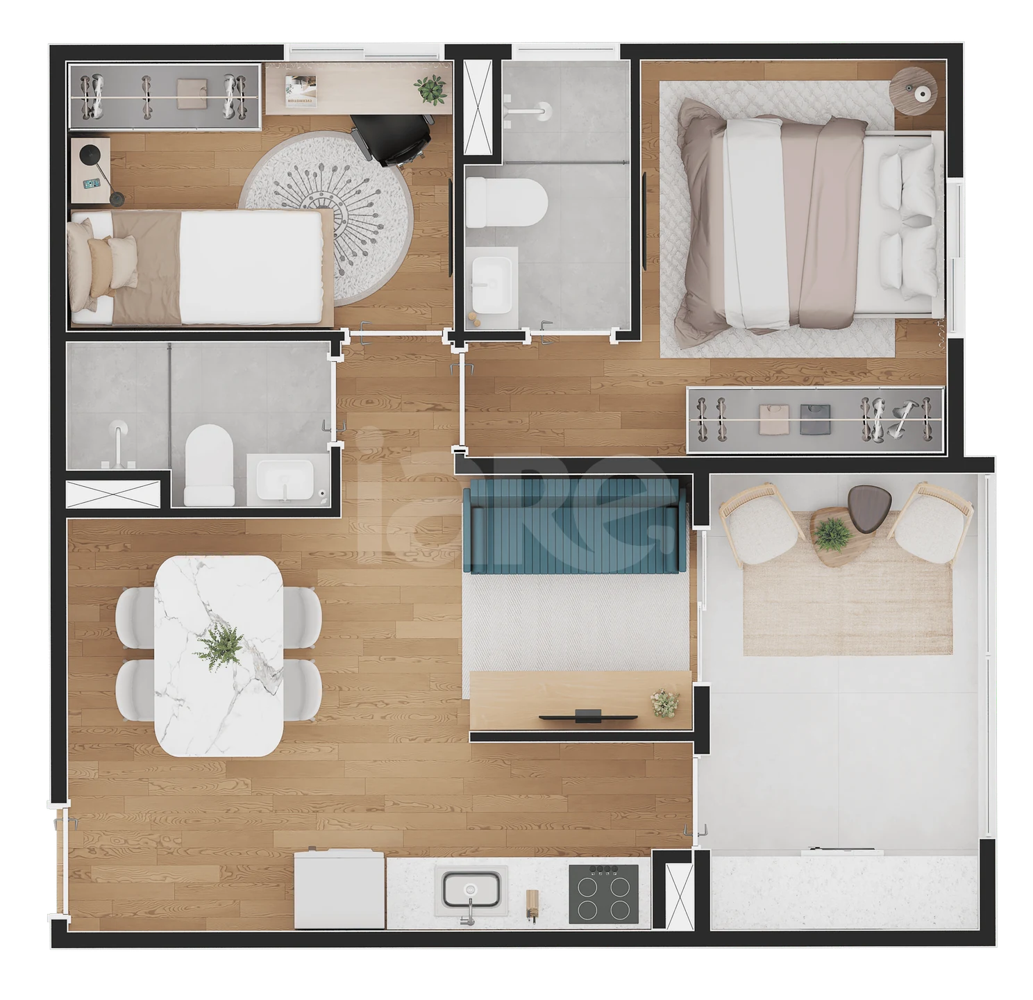 Planta — Apartamento 48,9 m²
