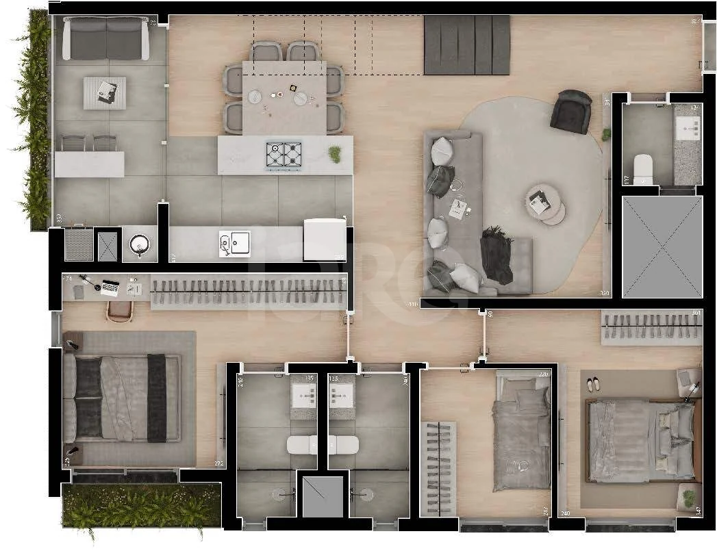 Planta — Cobertura Duplex 181,68 m² · 1º pavimento