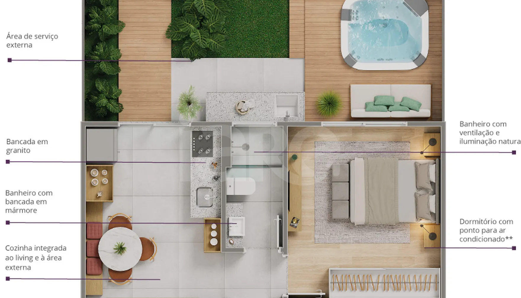 Planta — Casa em Condomínio 44,28 m²