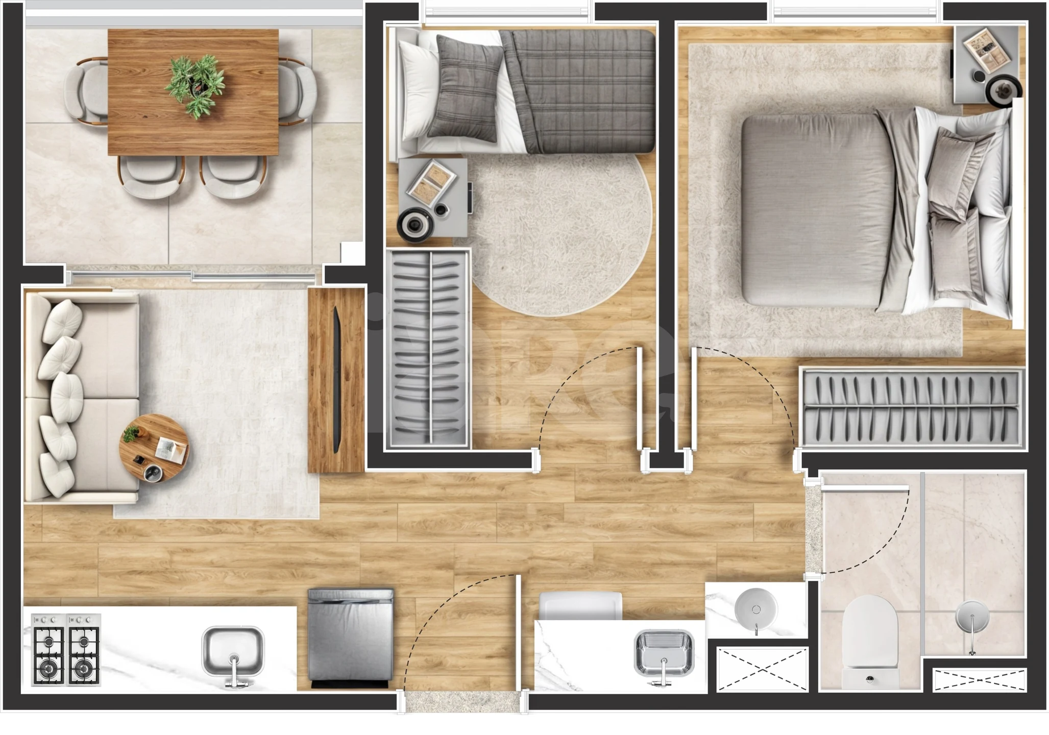 Planta — Apartamento 35,7 m²