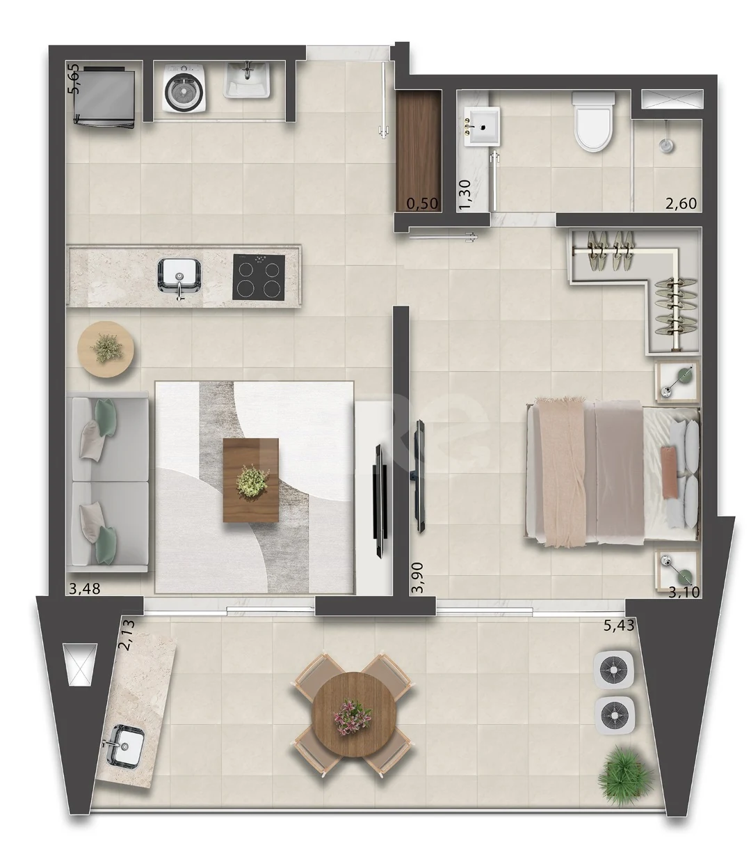 Planta — Apartamento 52,99 m²