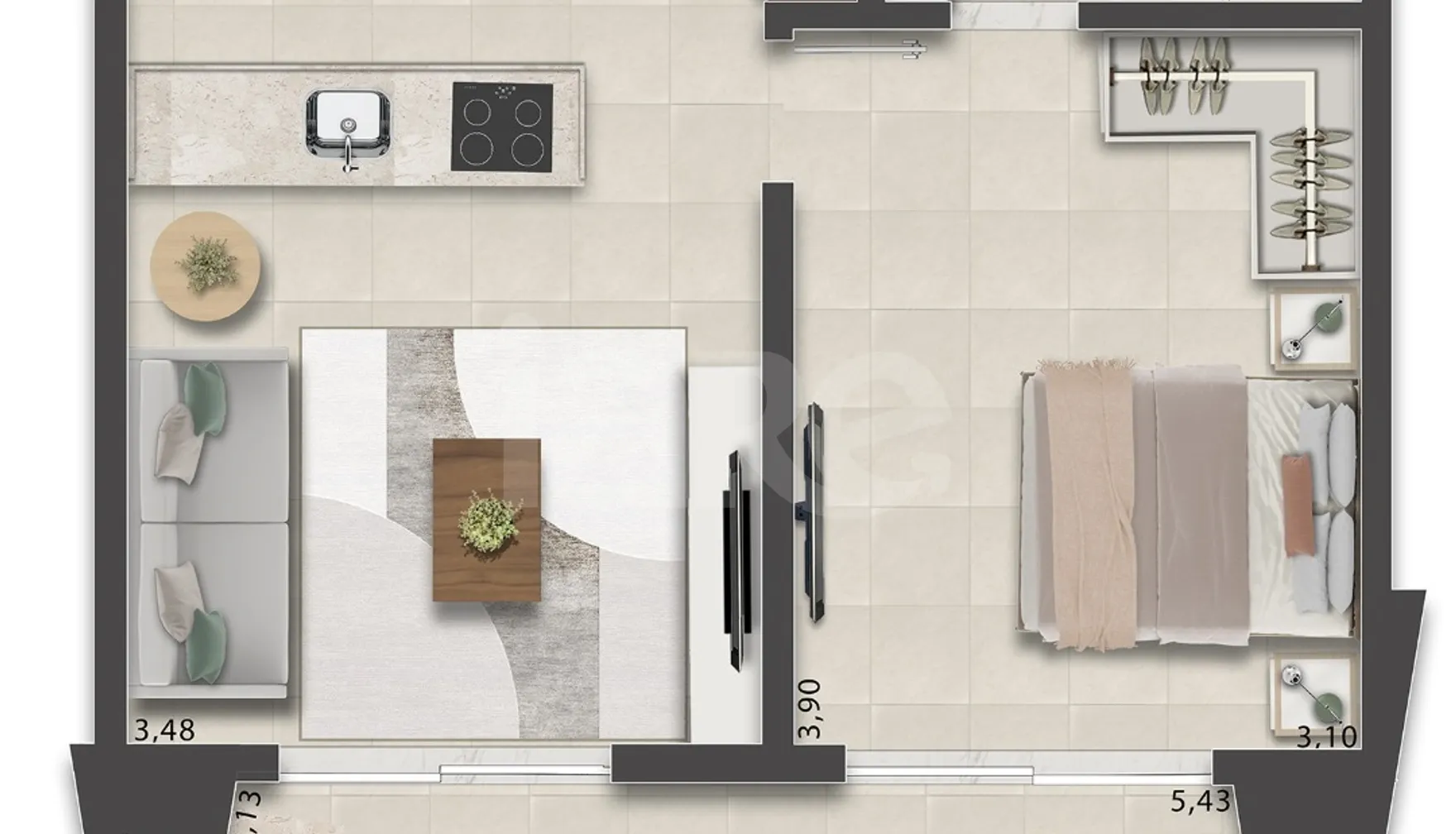 Planta — Apartamento 52,99 m²
