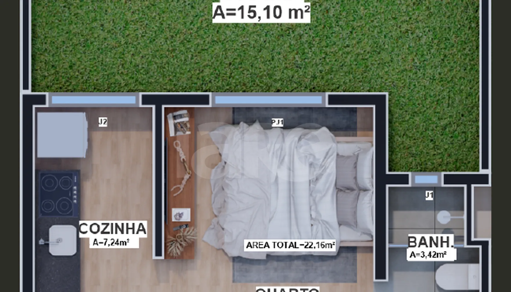 Planta — Studio 22 m²