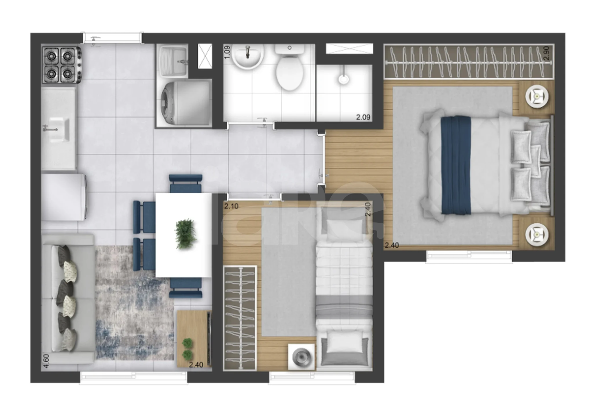 Planta — Apartamento 32,46 m²