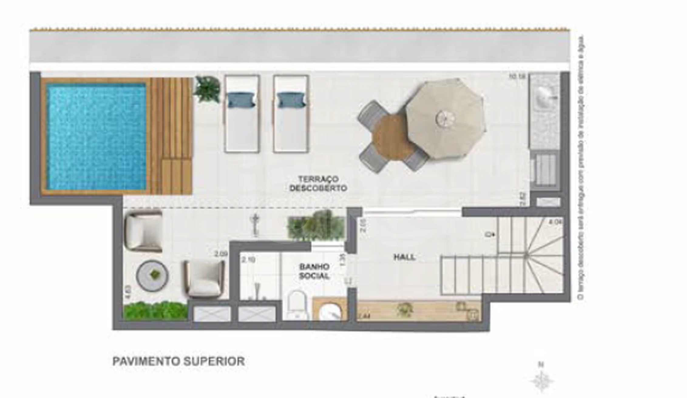 Planta — Cobertura Duplex 102,04 m²