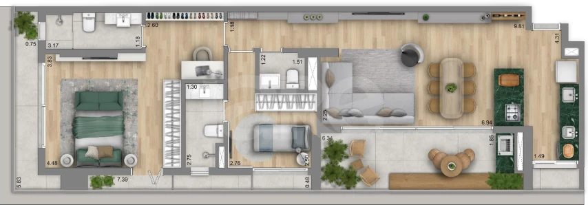 Planta — Apartamento 119,36 m²