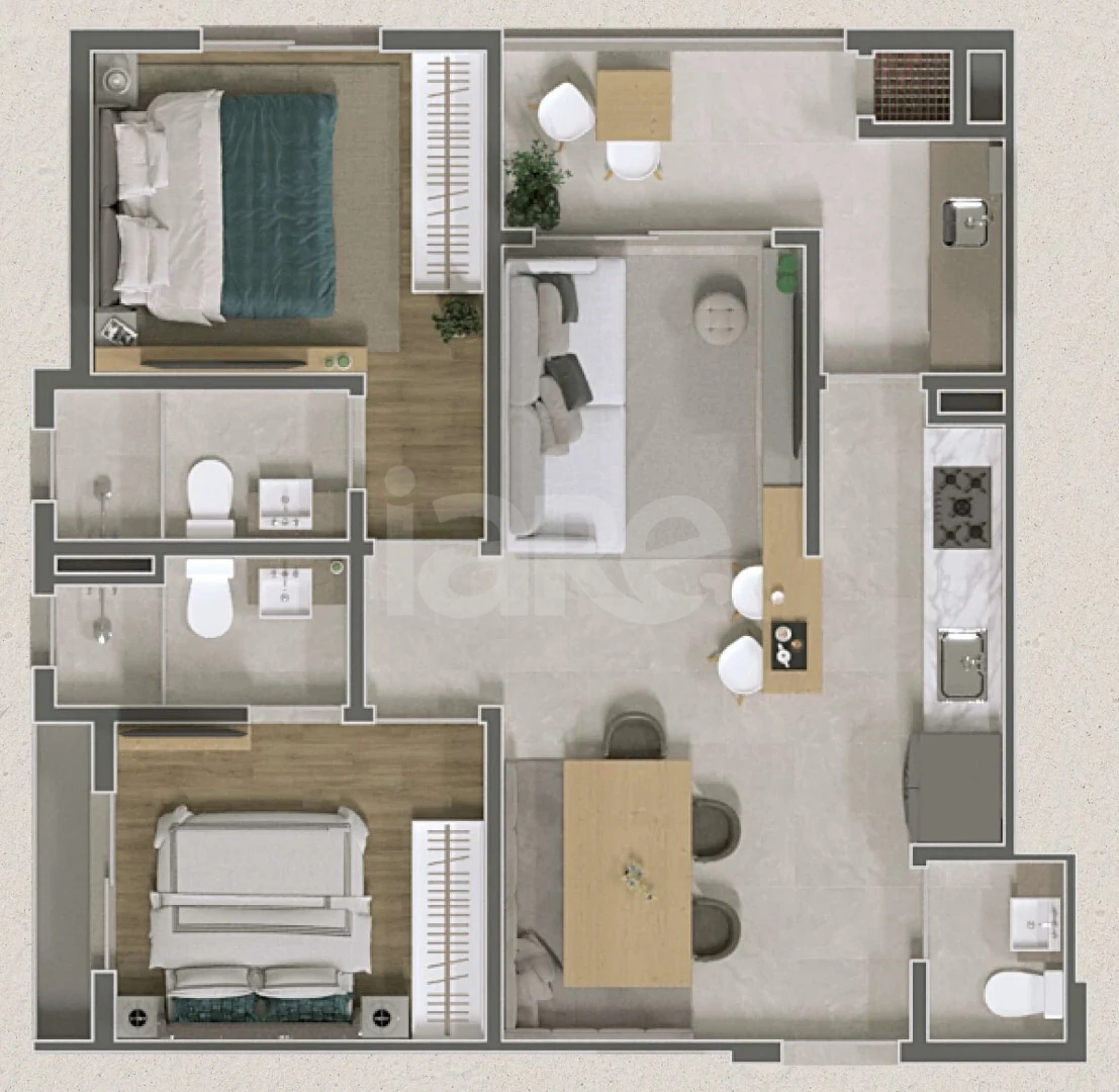 Planta — Apartamento 69 m²