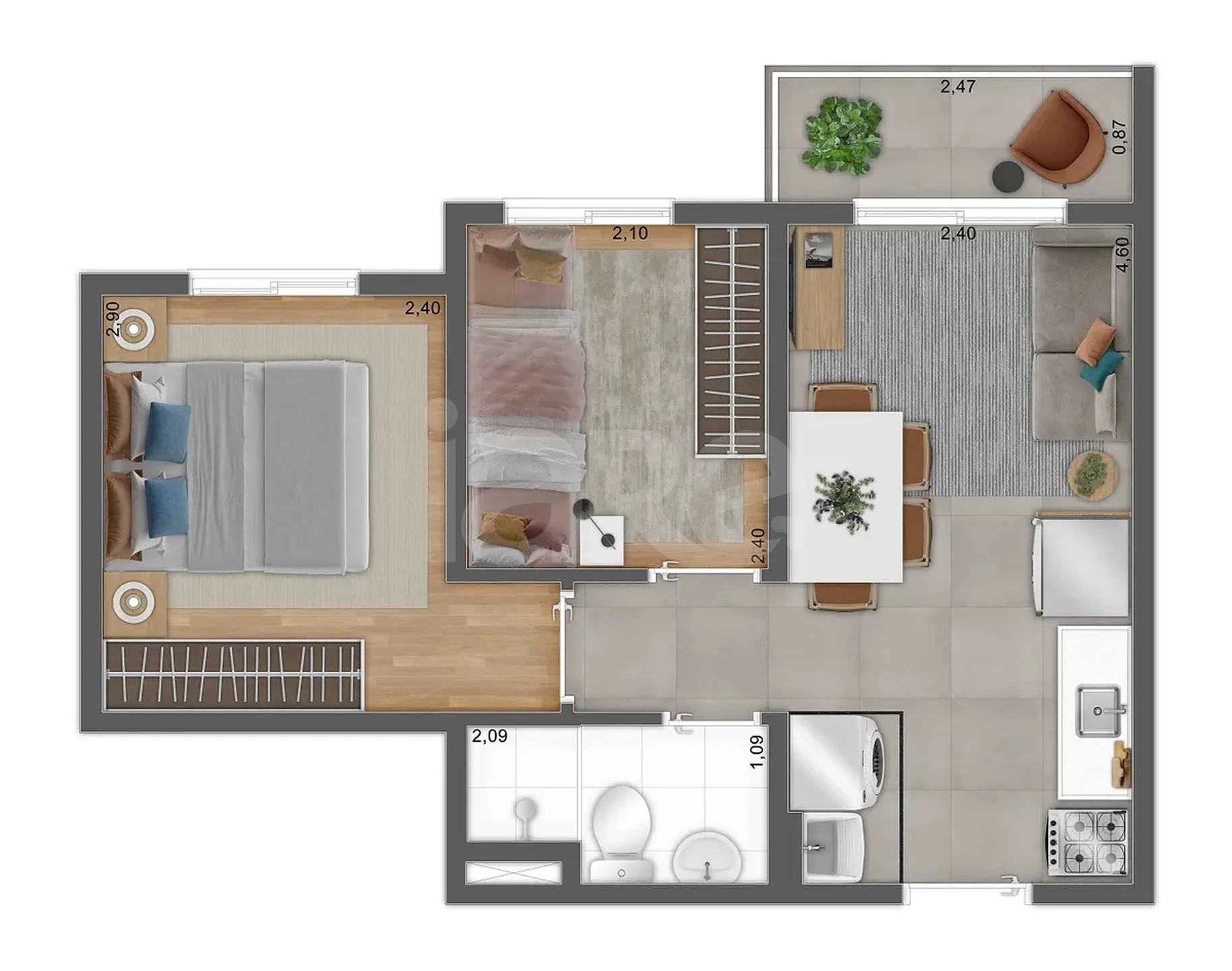 Planta — Apartamento 34,78 m²