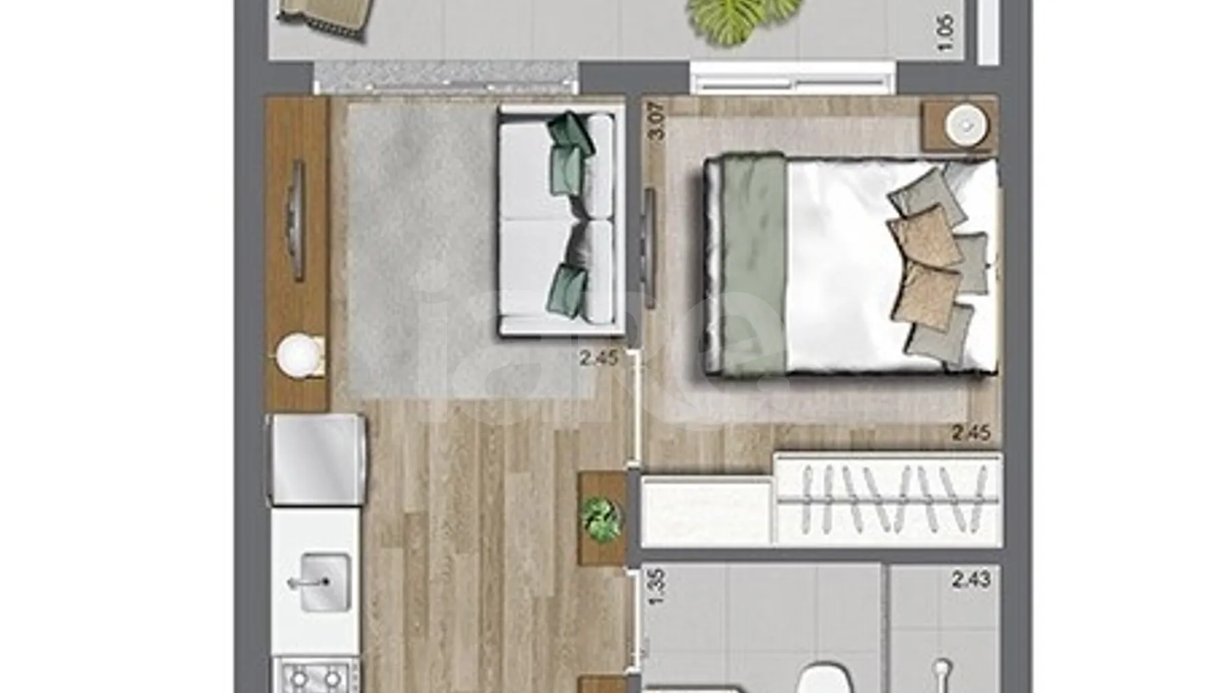 Planta — Apartamento 33,55 m²