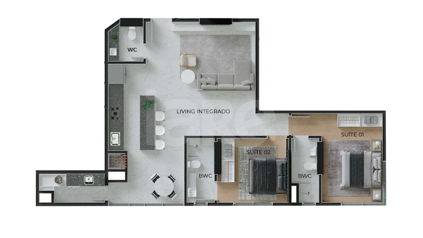 Planta — Apartamento 98,44 m²