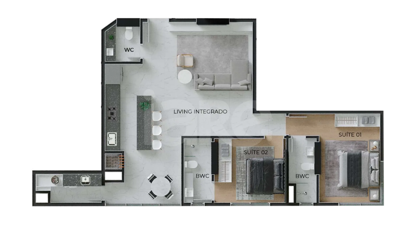 Planta — Apartamento 98,44 m²