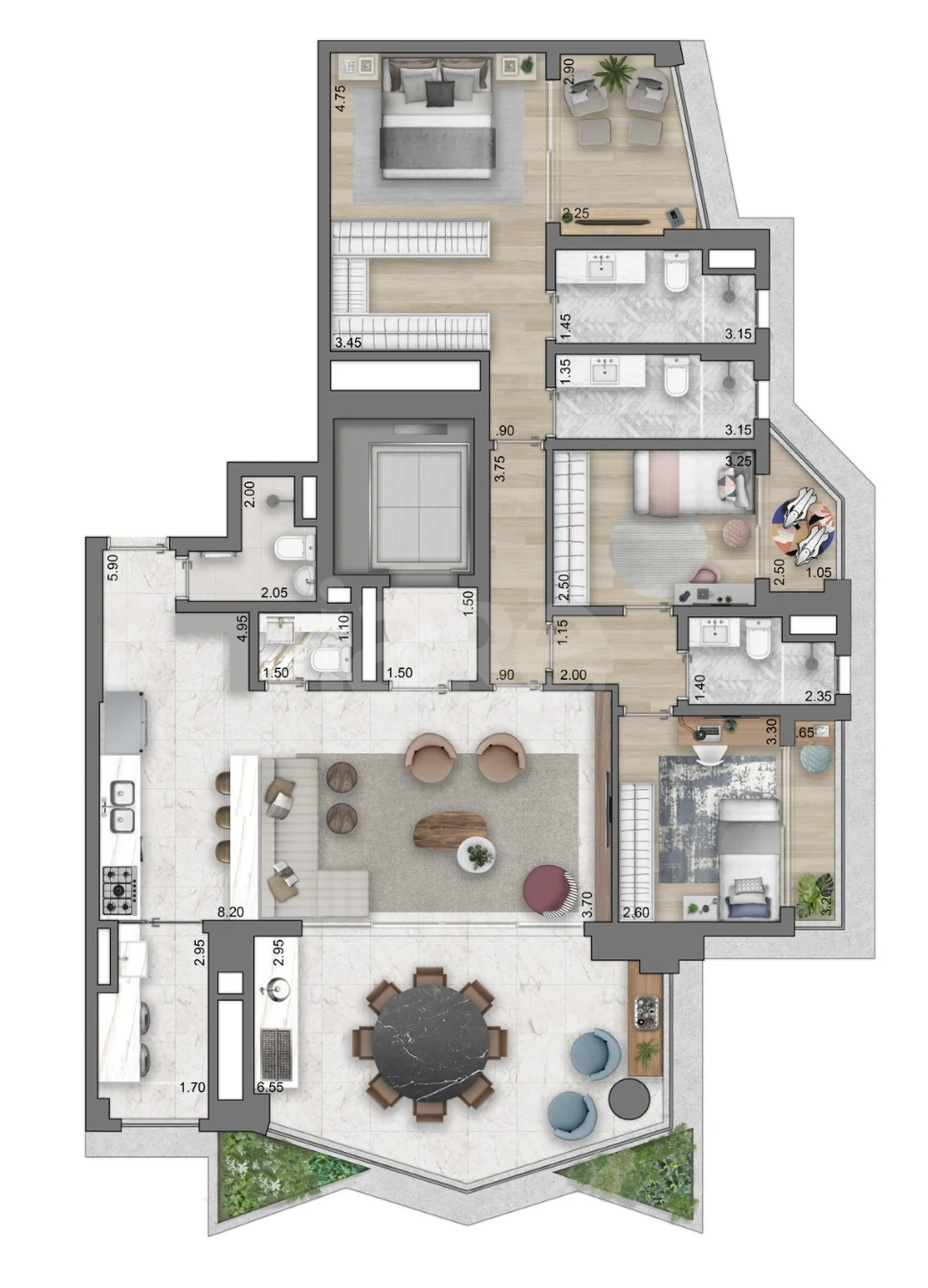 Planta — Apartamento 161 m²