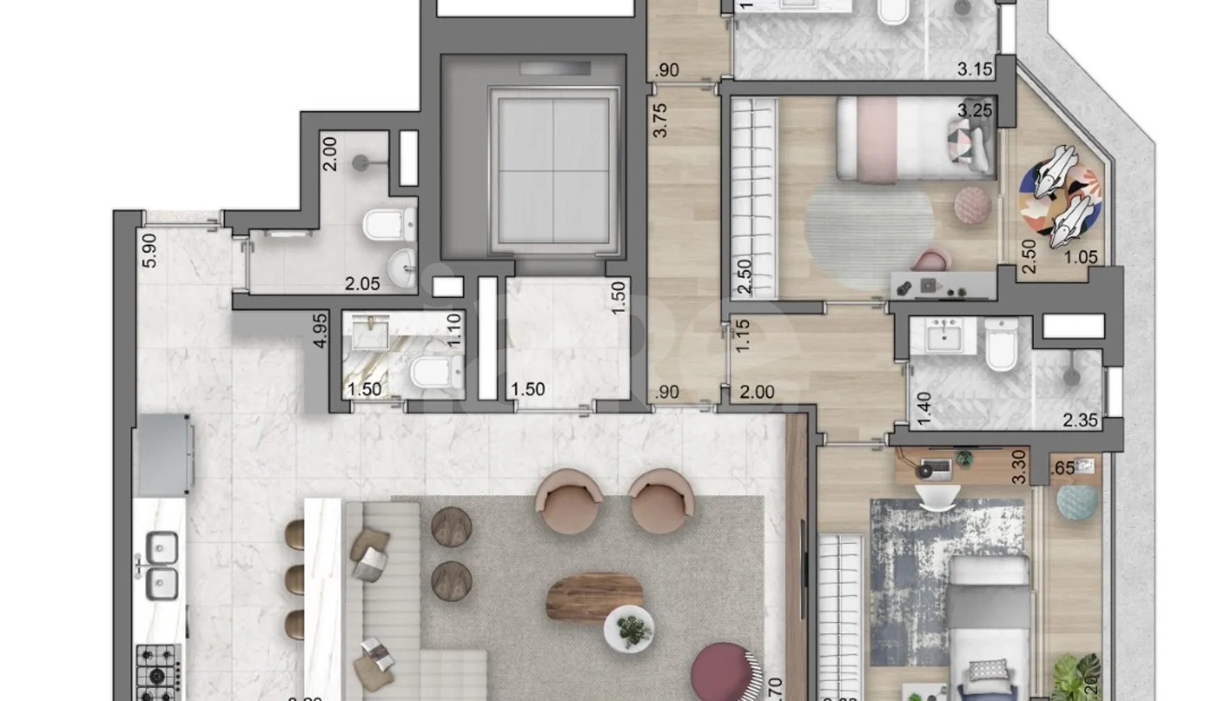 Planta — Apartamento 161 m²