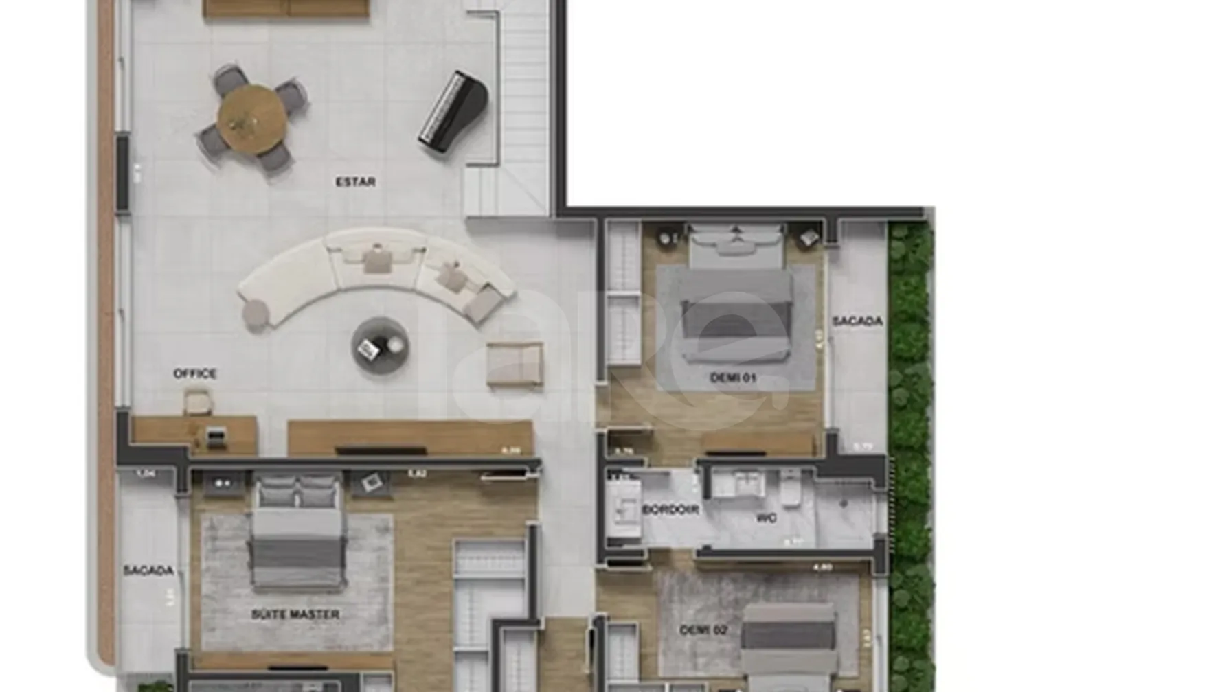 Planta — Cobertura final 5 - 4 dorm 417m² duplex superior