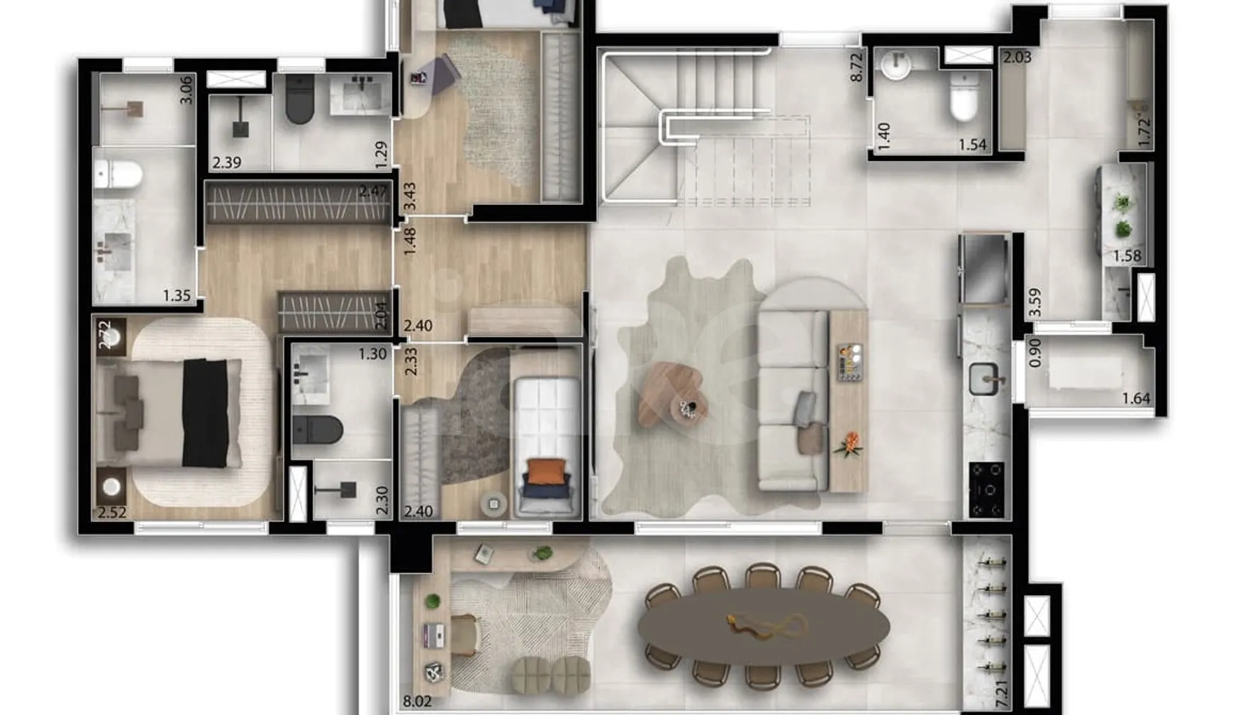 Planta — Cobertura Duplex 232,66 m²