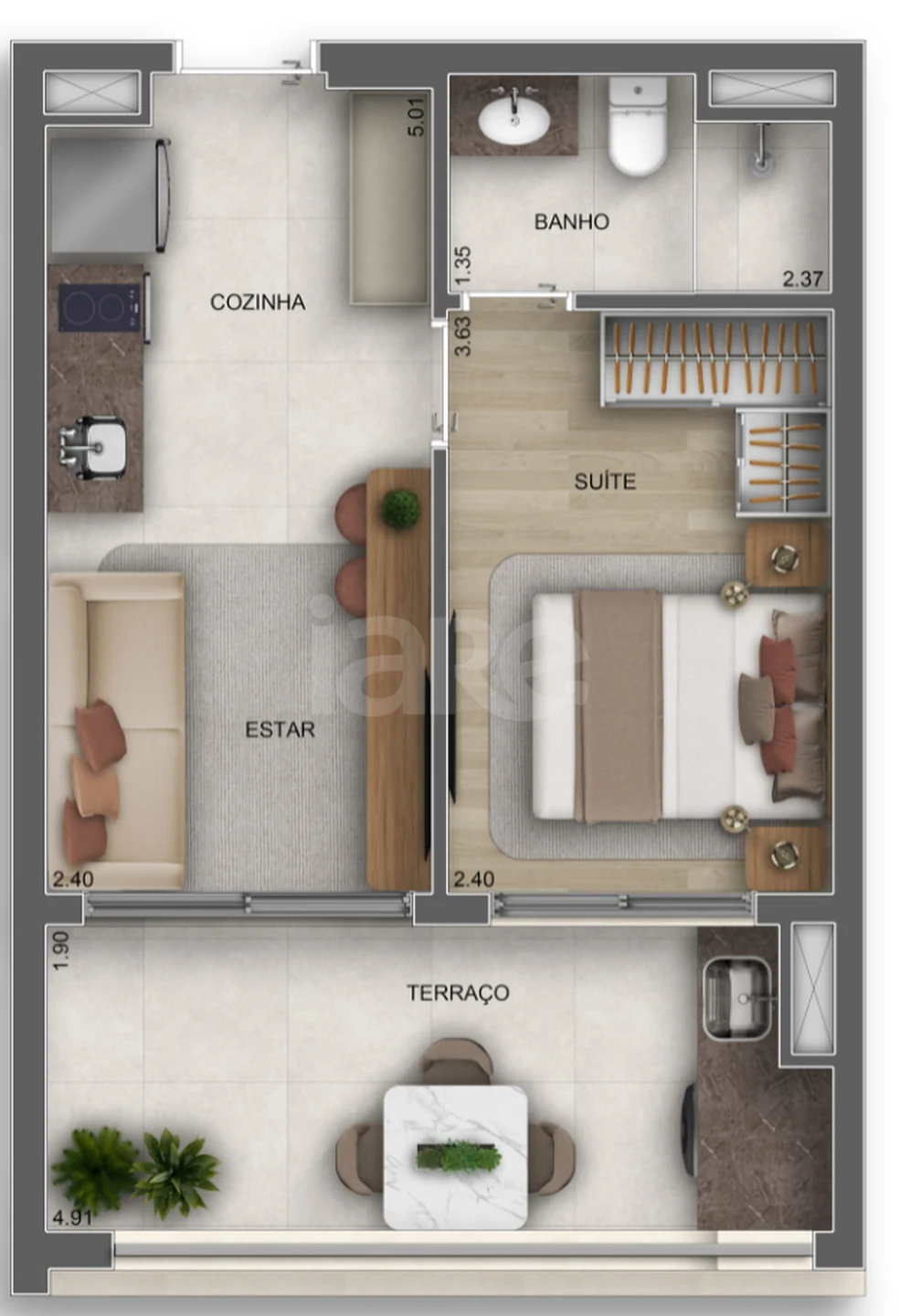 Planta — Apartamento 38,86 m²