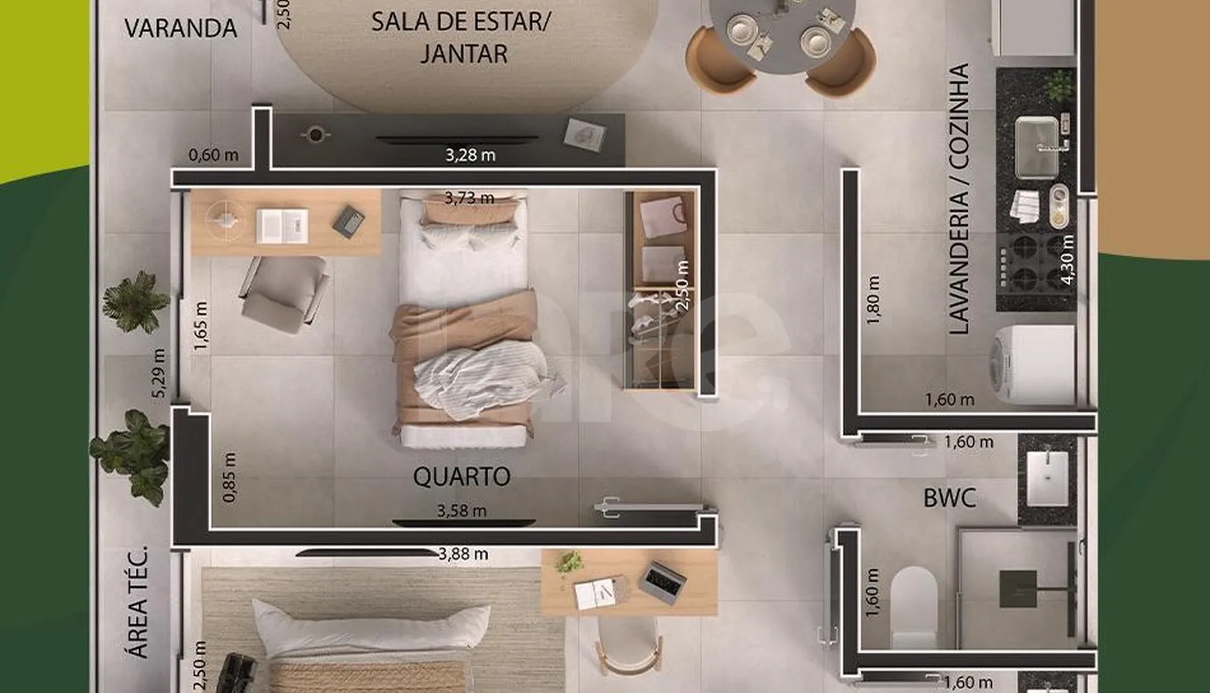 Planta — Apartamento 59,58 m²