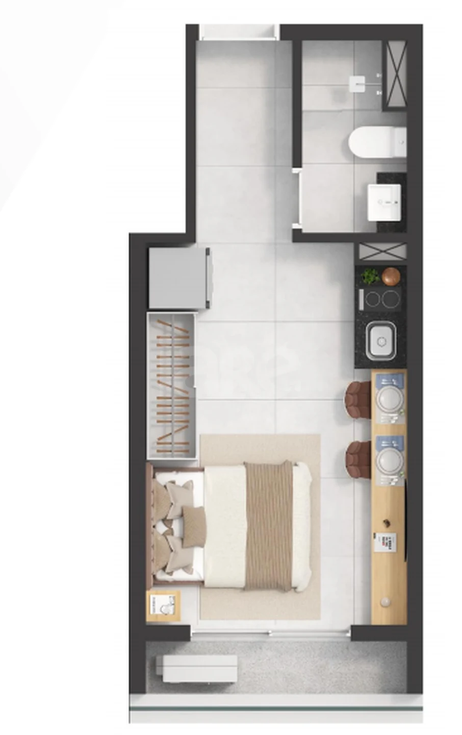 Planta — Studio 24,11 m²