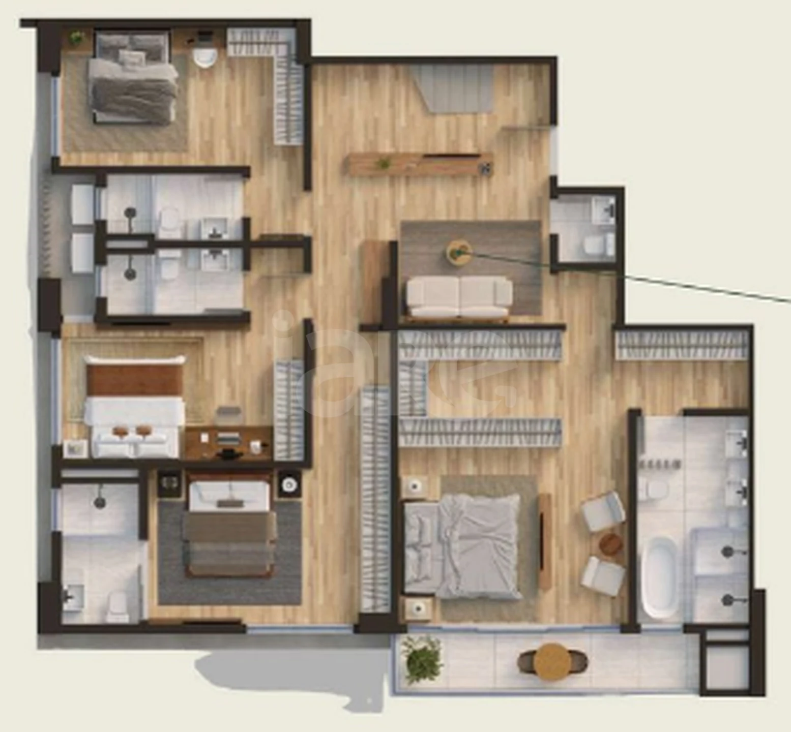 Planta — Cobertura Duplex 278 m² · 1º pavimento