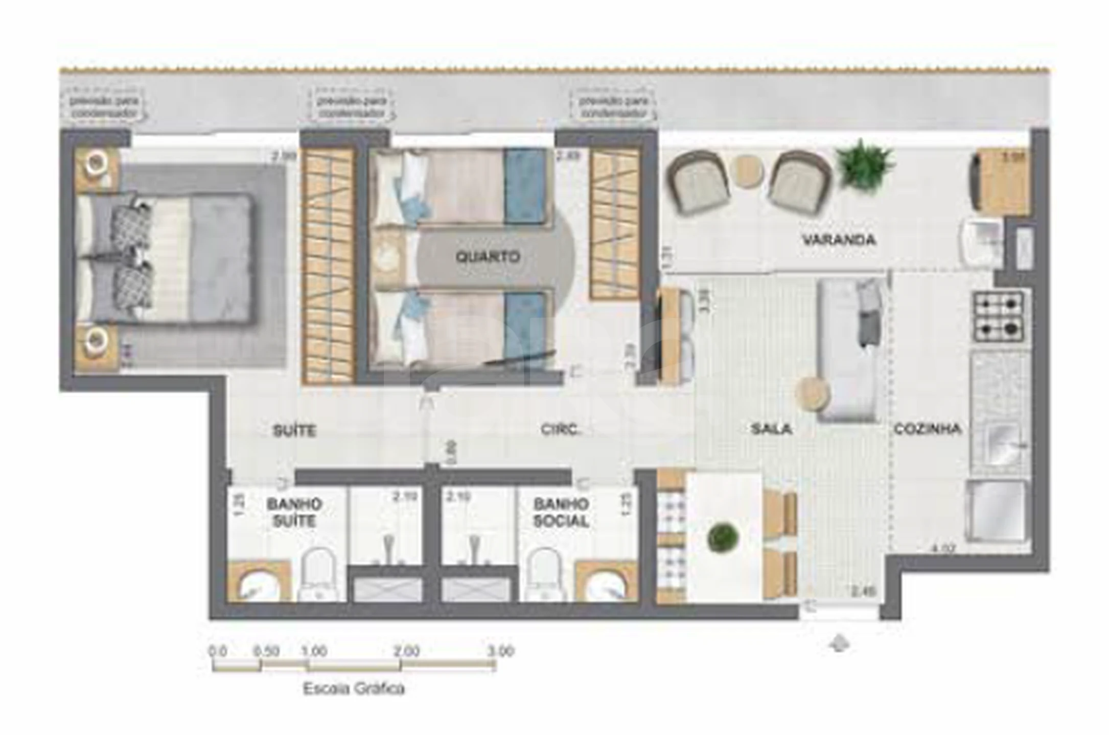 Planta — Apartamento 63,96 m²