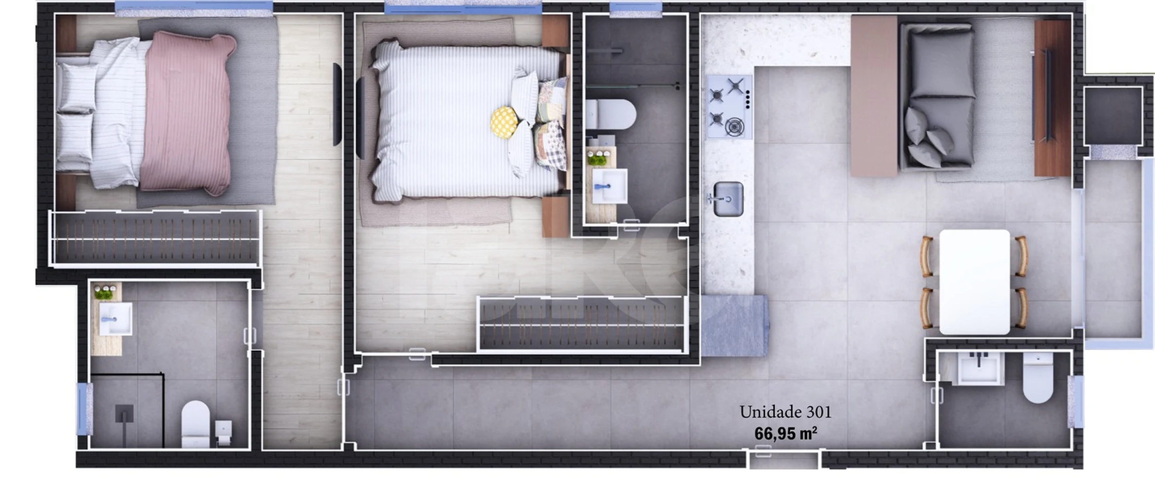 Planta — Apartamento 66,95 m²