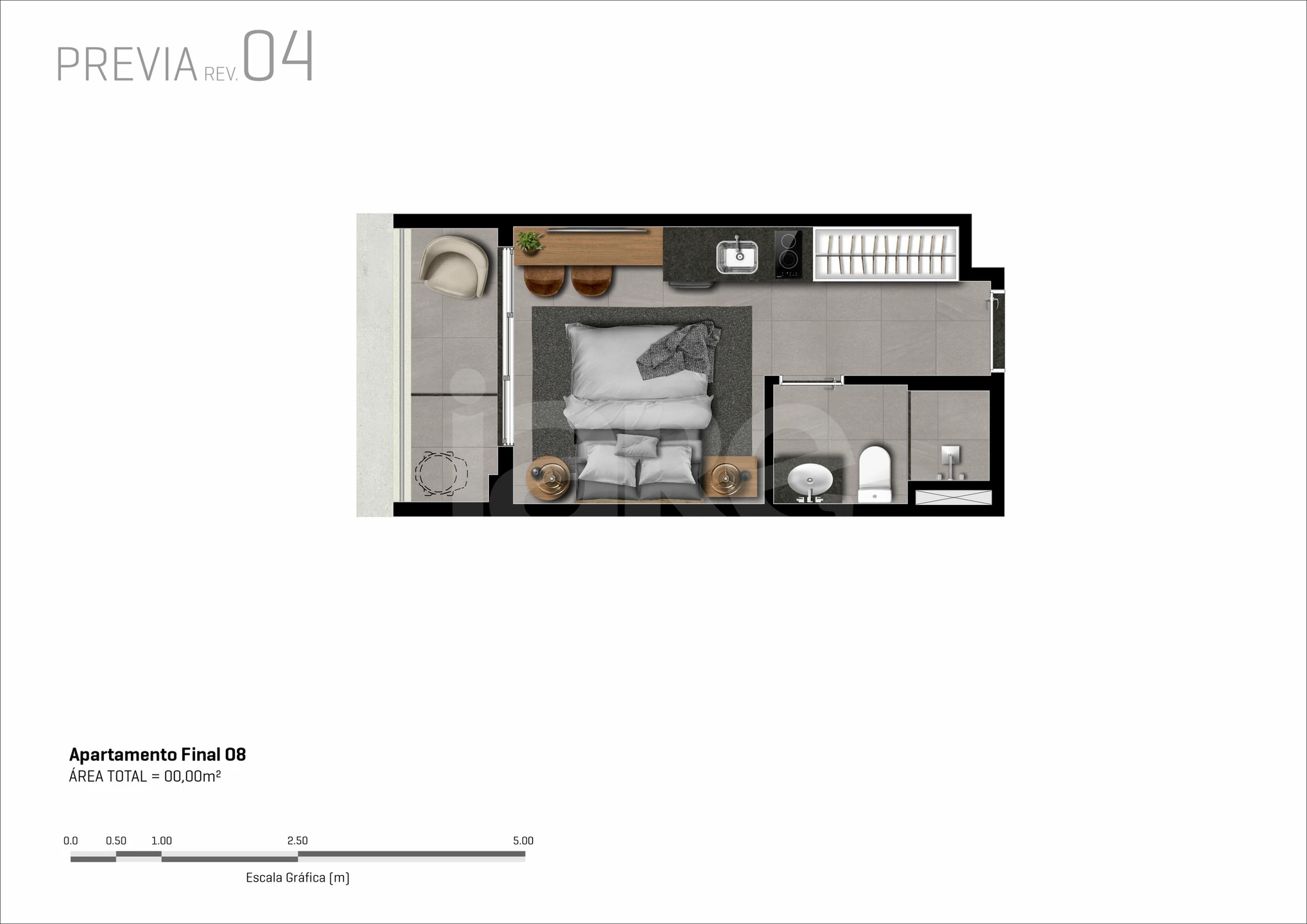 Planta — Studio 21,1 m²