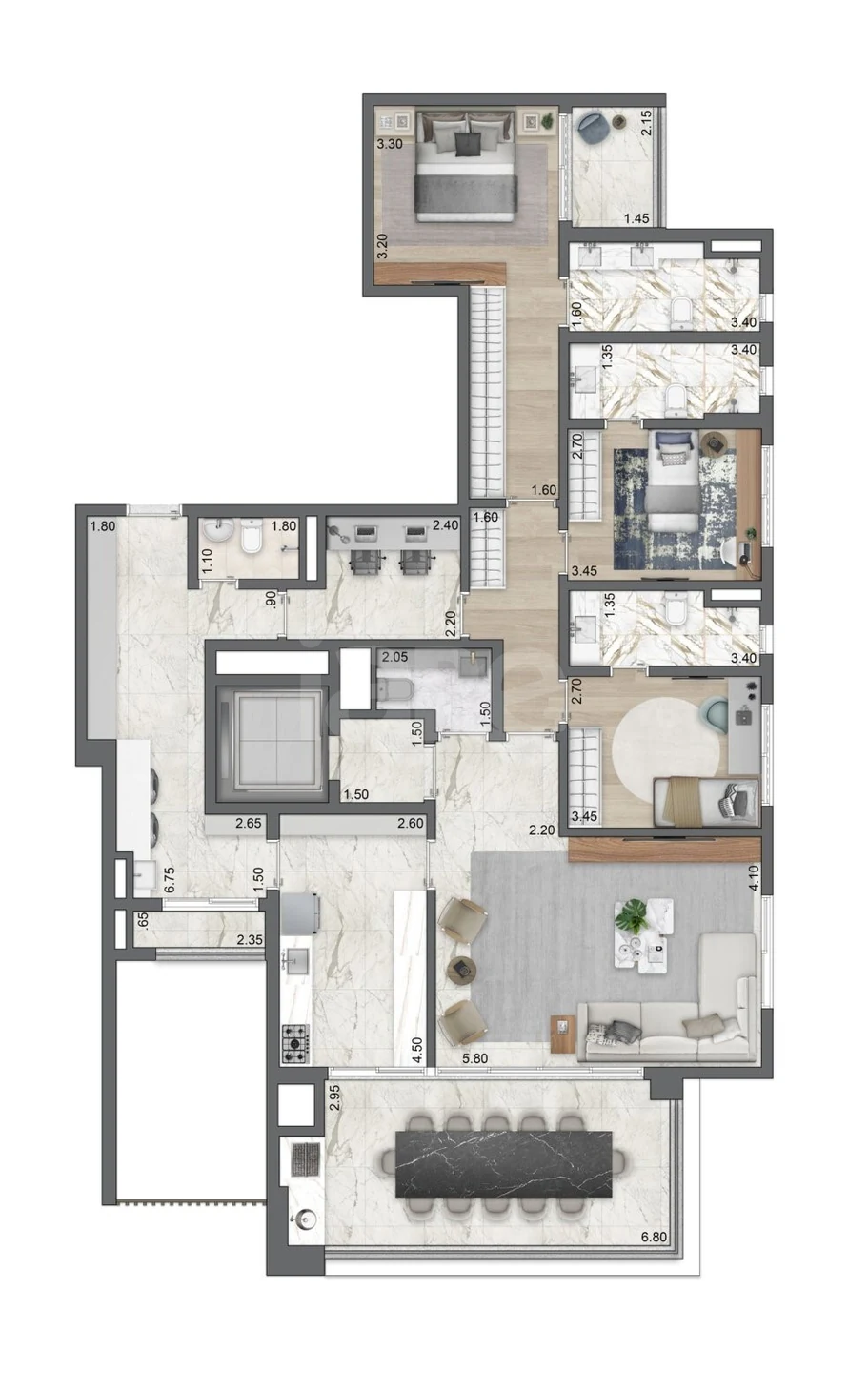Planta — Apartamento 174,5 m²