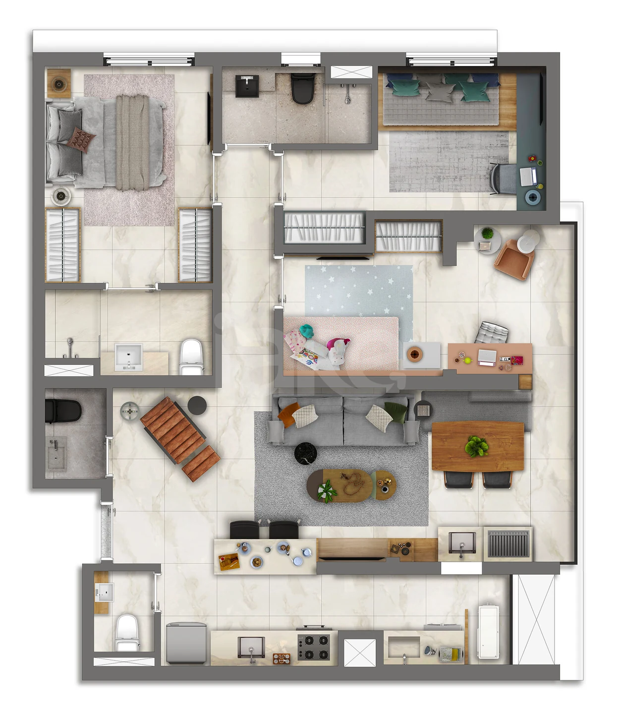 Planta — Apartamento 92,22 m²