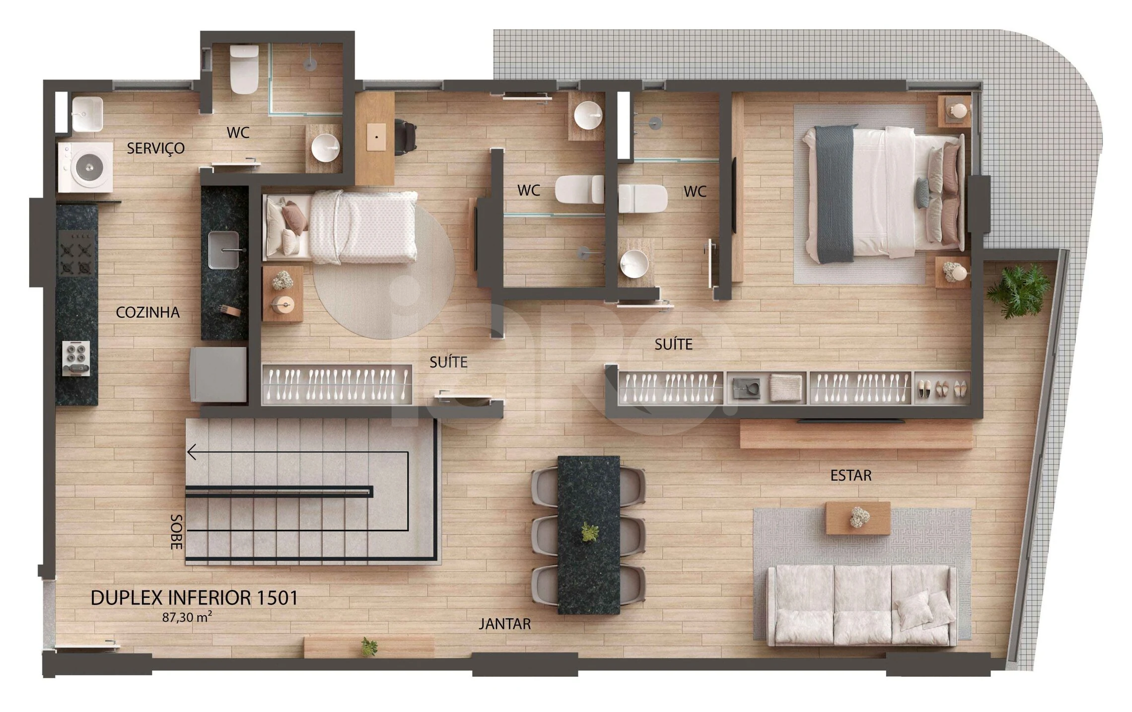 Planta — Cobertura Duplex 128,18 m²