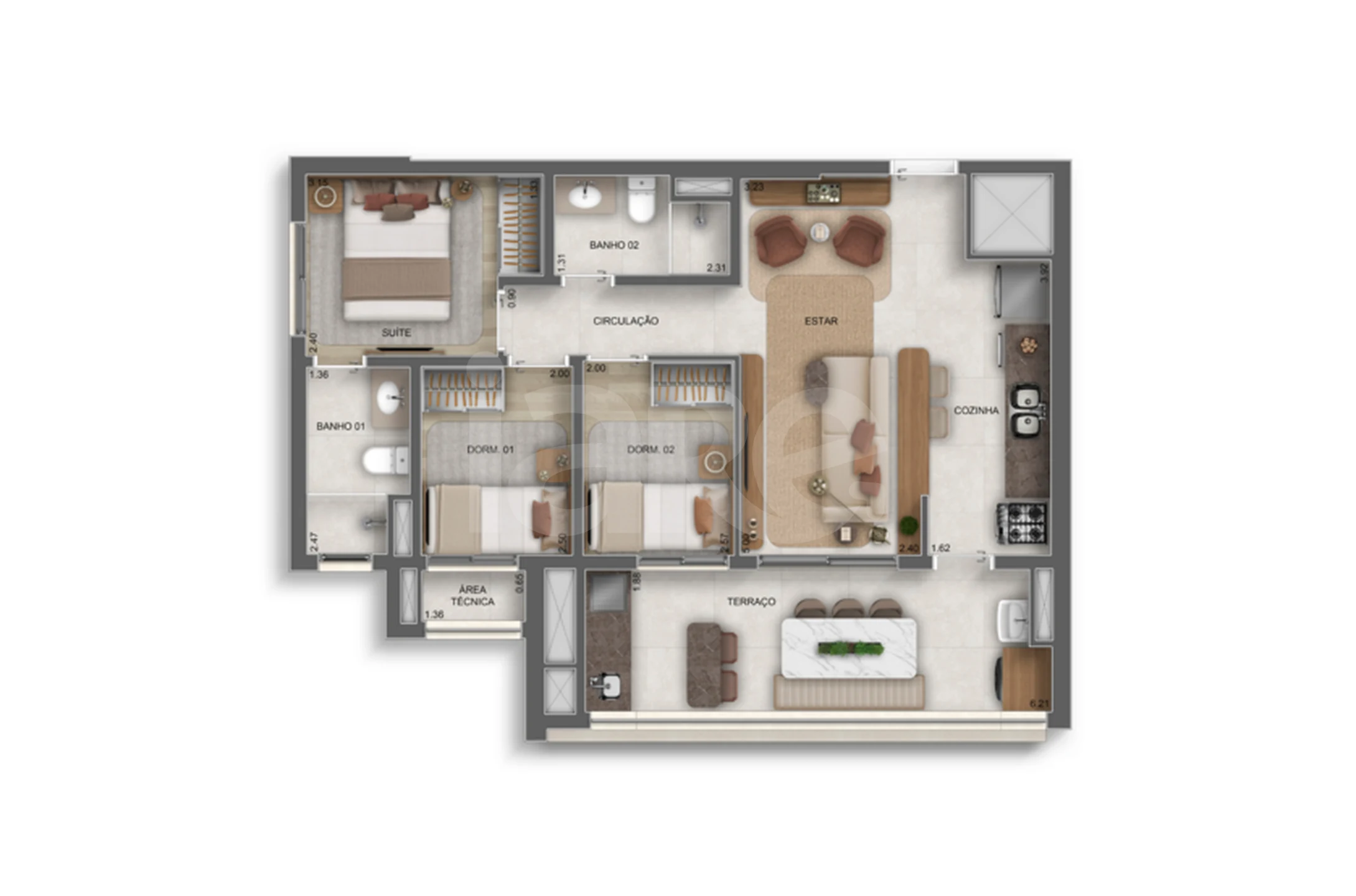 Planta — Apartamento 66,01 m²