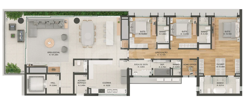 Planta — Apartamento 261,69 m²