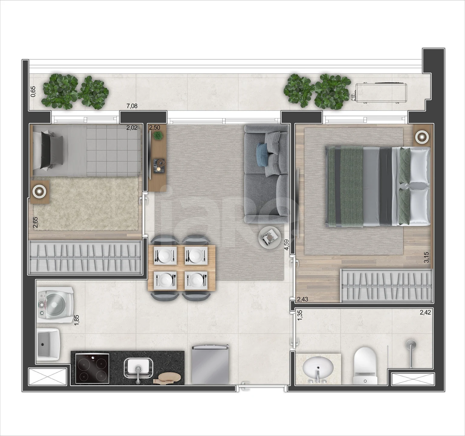 Planta — Apartamento 43,26 m²
