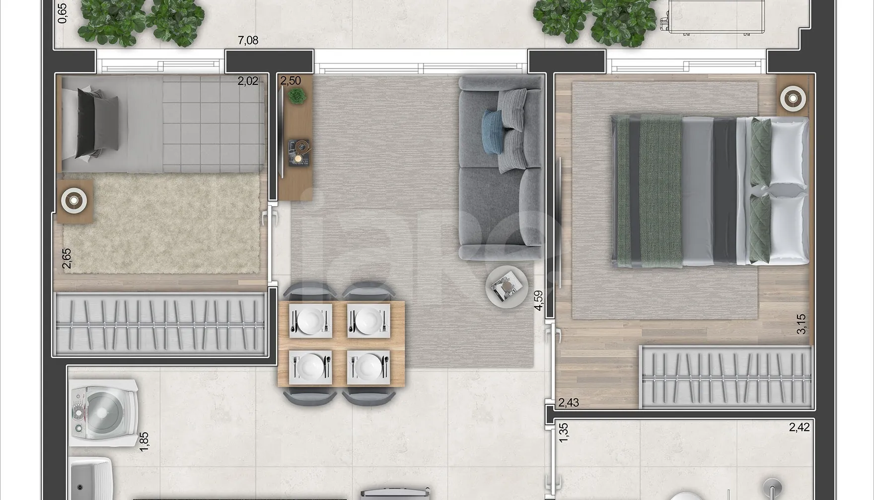 Planta — Apartamento 43,26 m²
