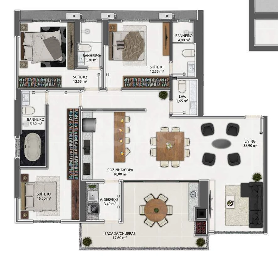 Planta — Apartamento 146,6 m²