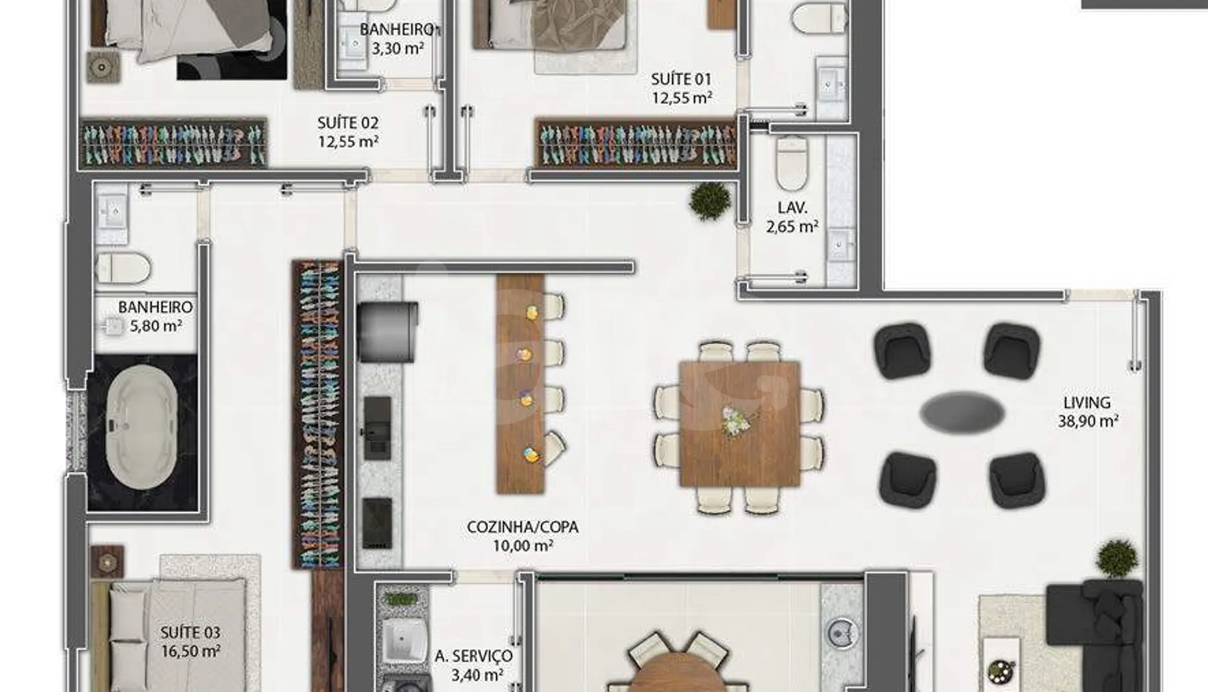 Planta — Apartamento 146,6 m²