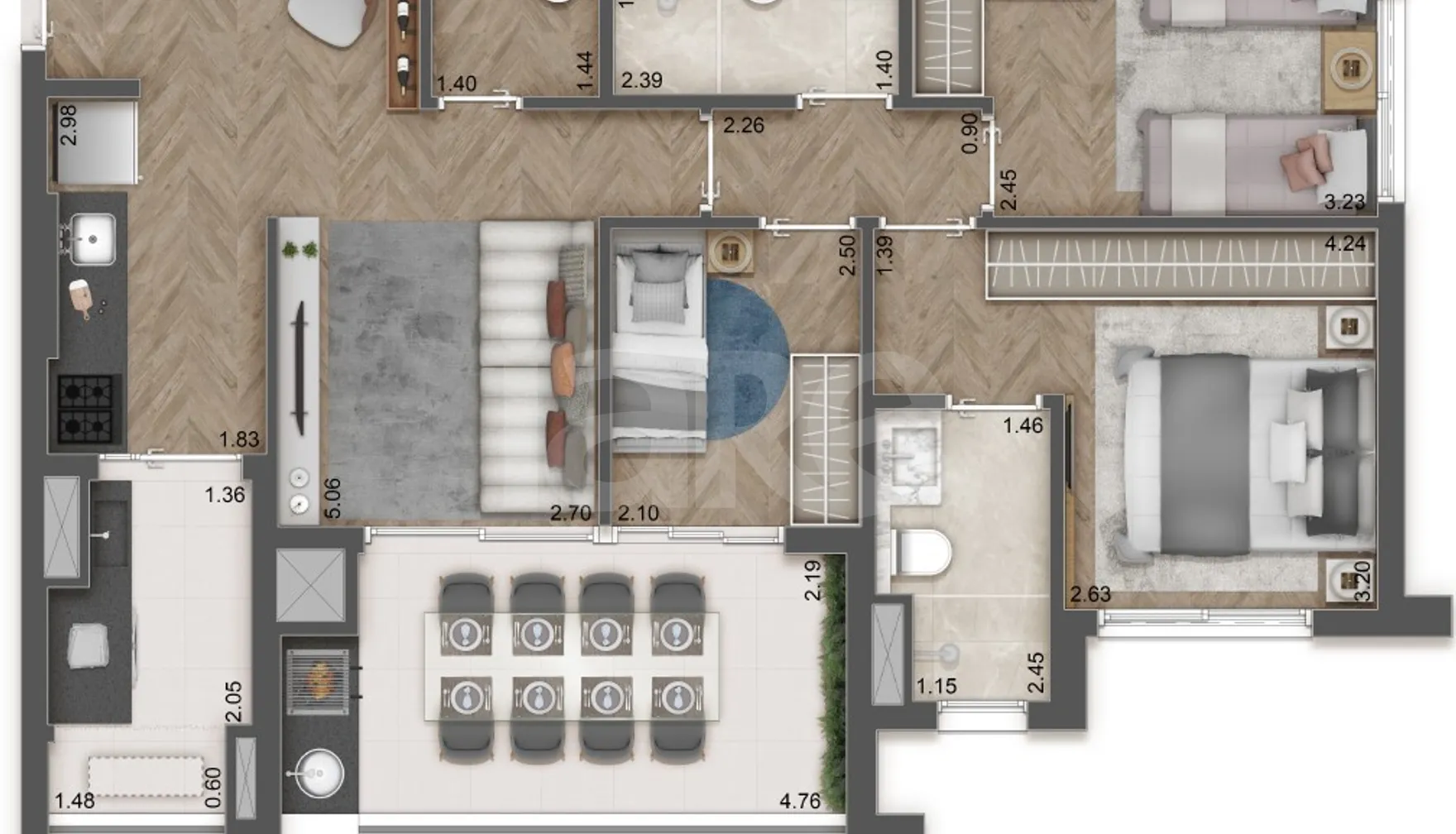 Planta — Apartamento 82,6 m²