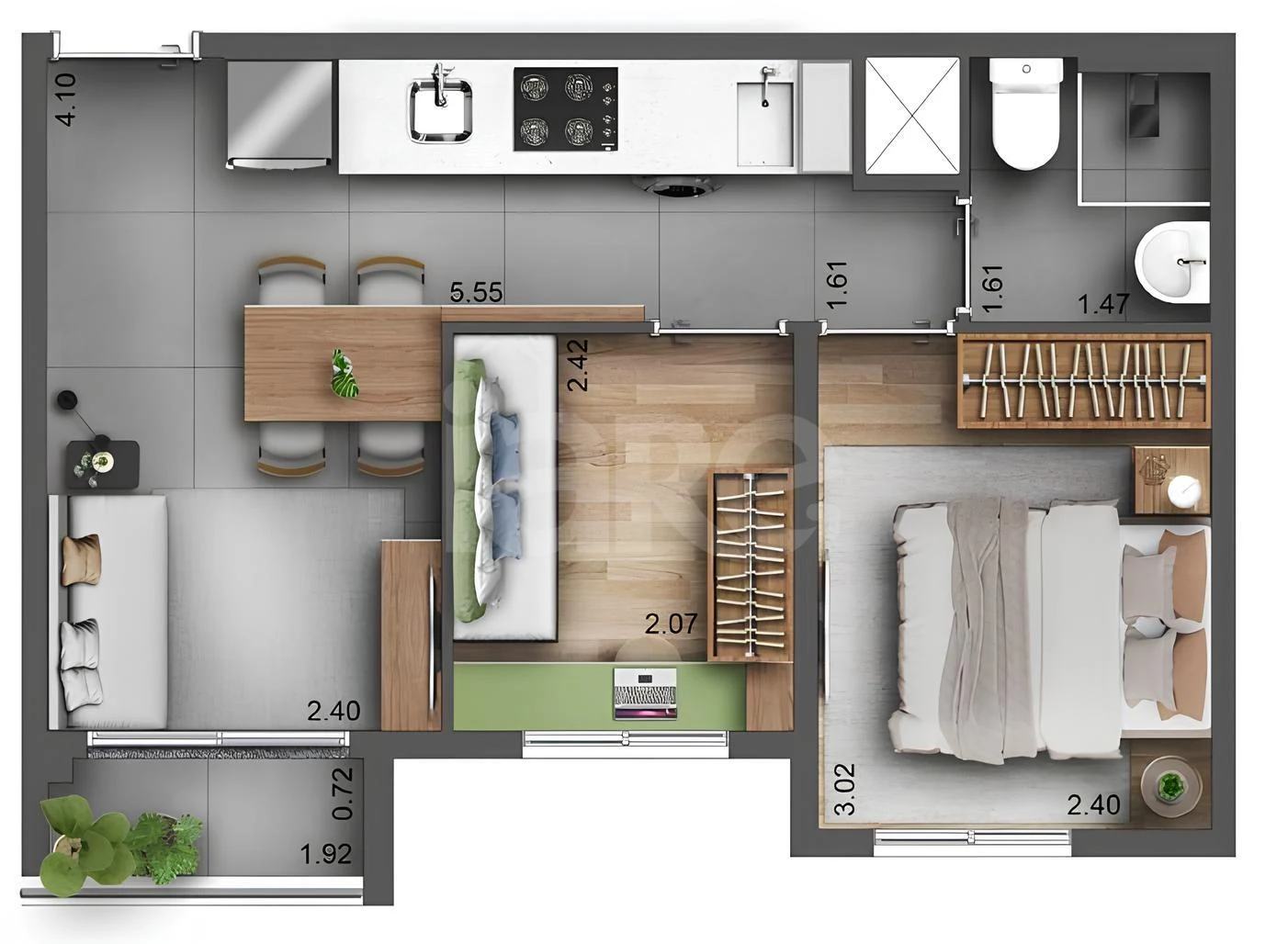 Planta — Apartamento 35,25 m²