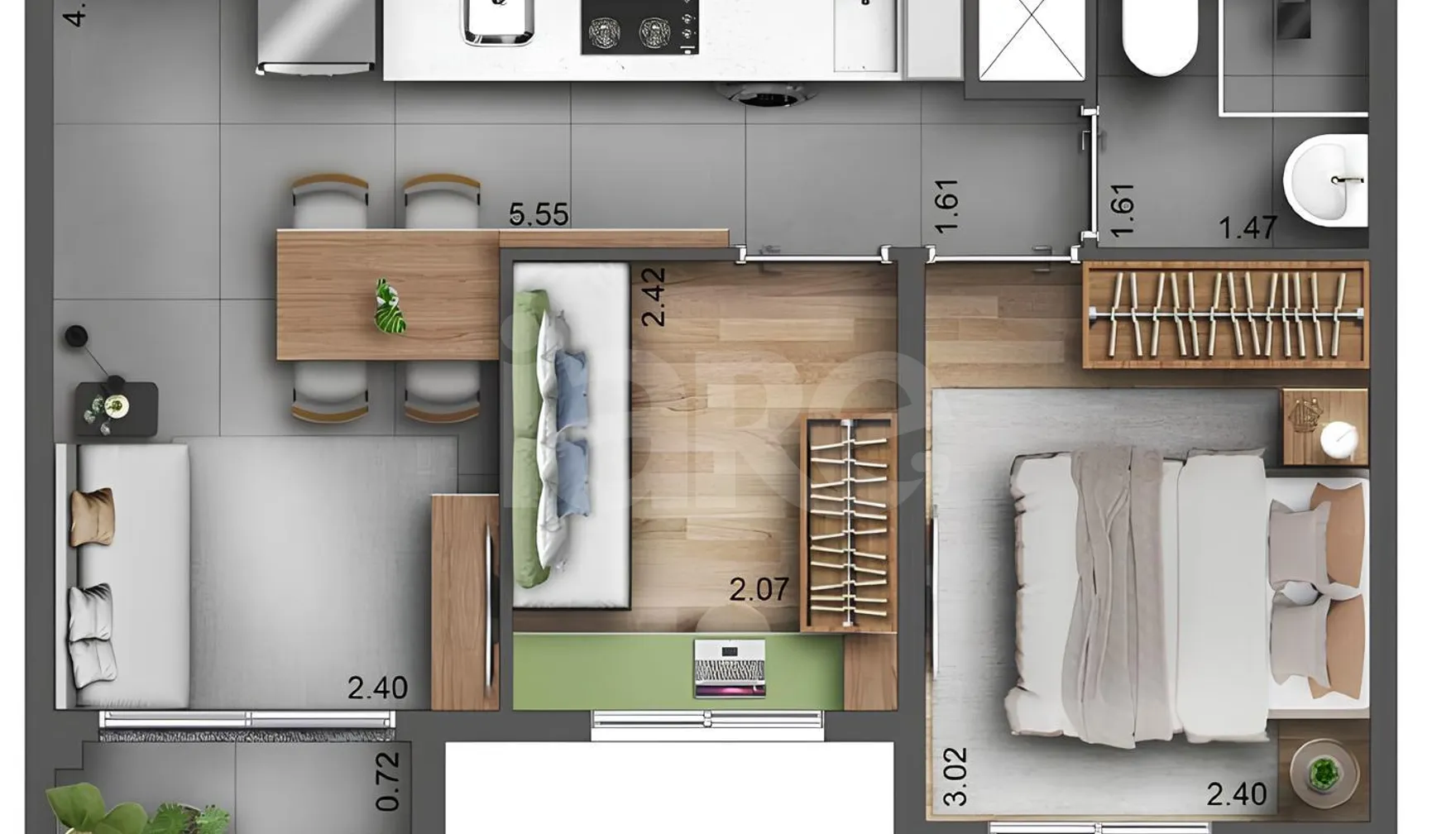 Planta — Apartamento 35,25 m²