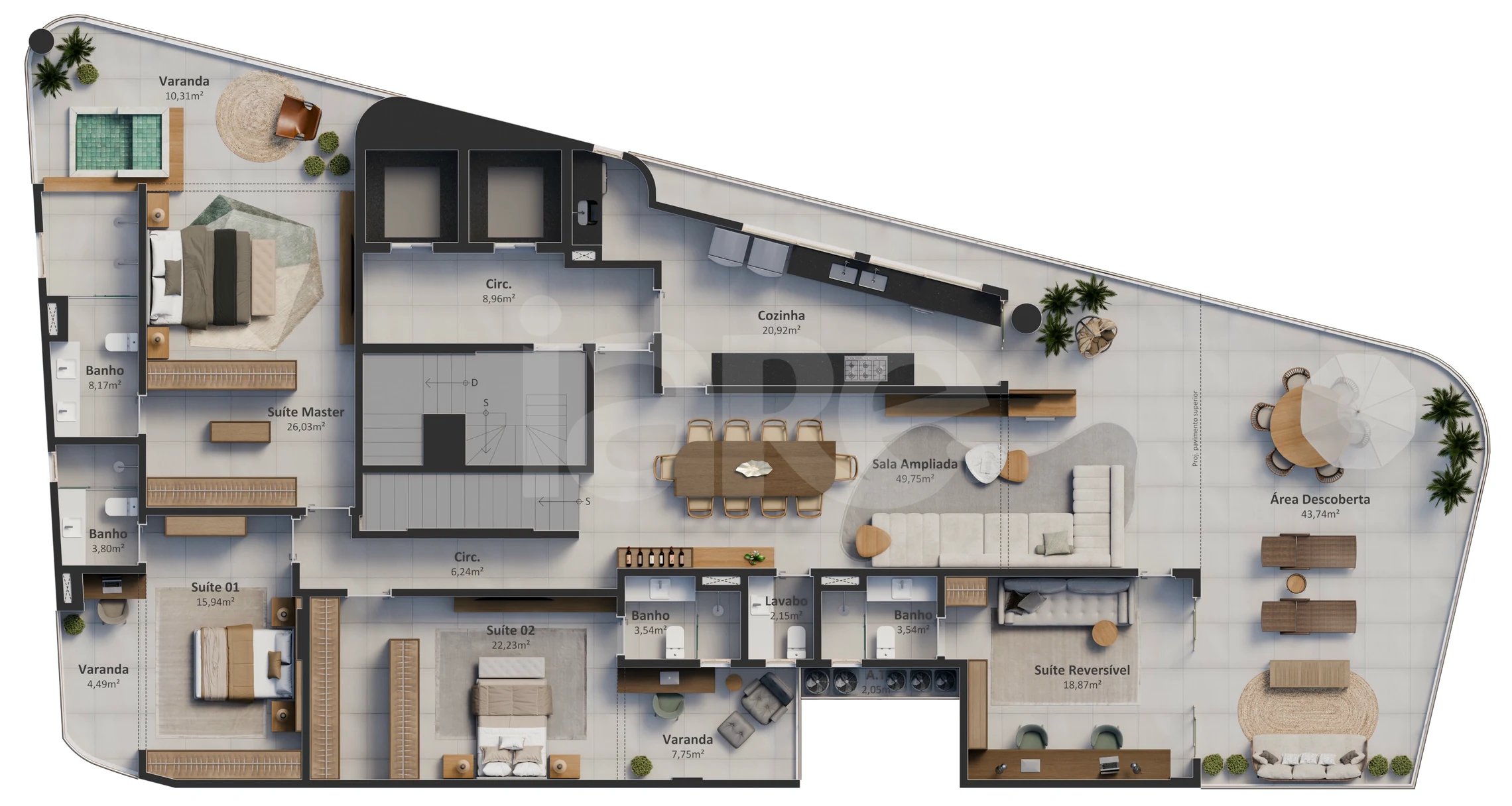 Planta — Cobertura Duplex 489,83 m²