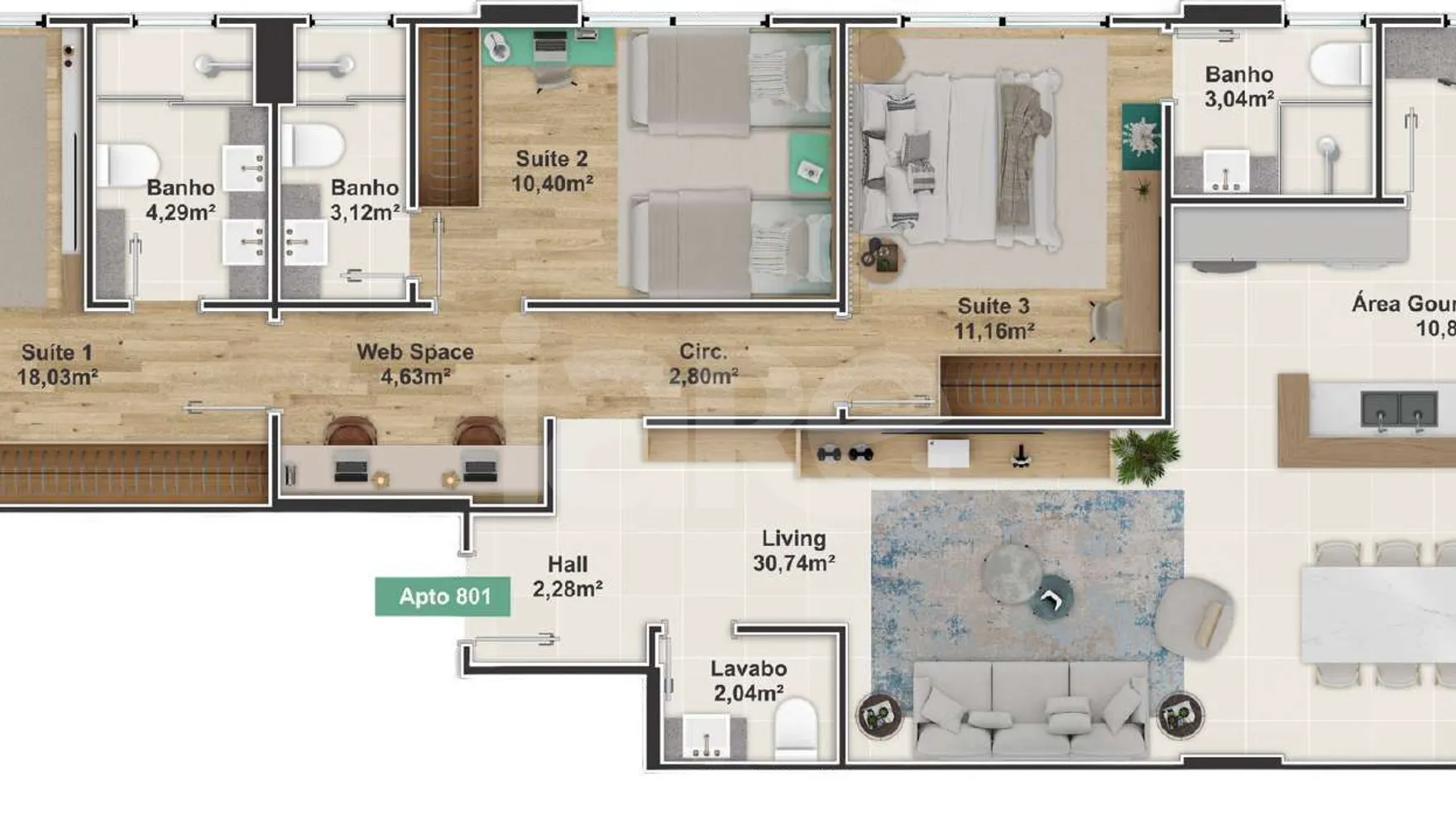 Planta — Apartamento 118,75 m²