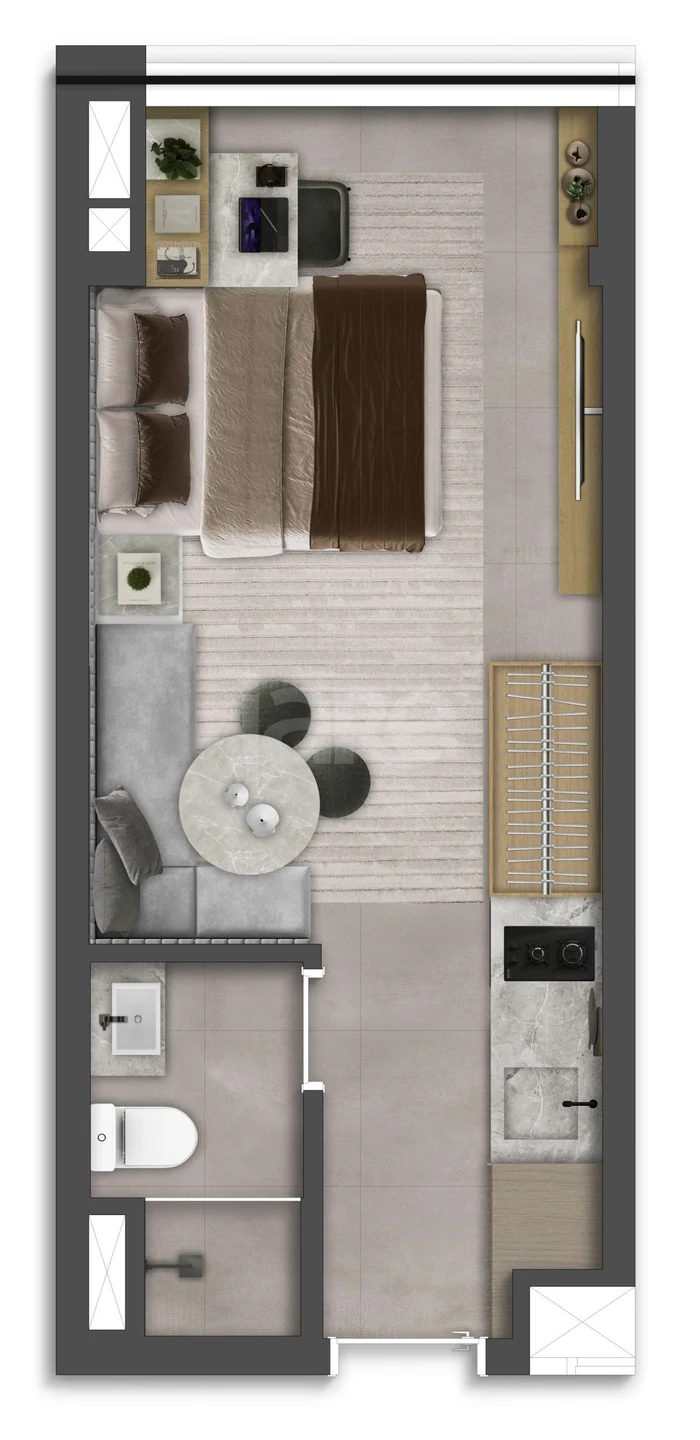 Planta — Studio 24,86 m²