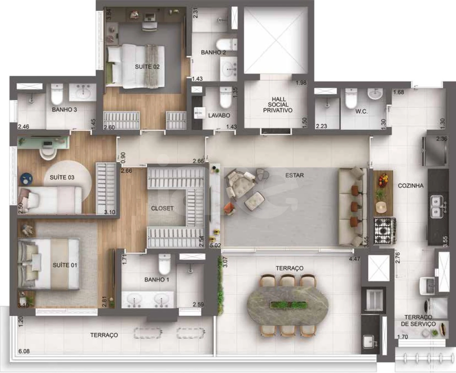 Planta — Apartamento 136,67 m²