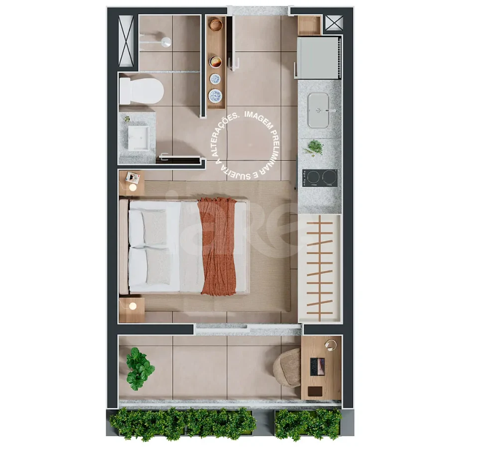 Planta — Studio 21,93 m²