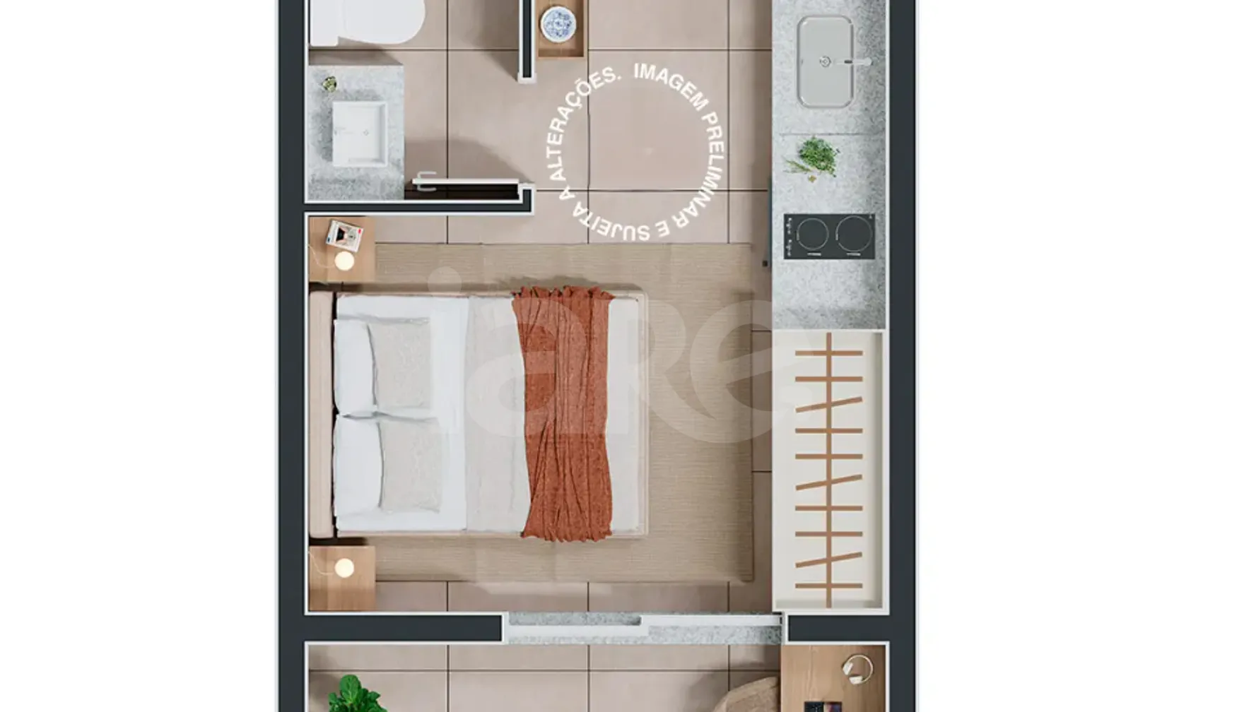Planta — Studio 21,93 m²